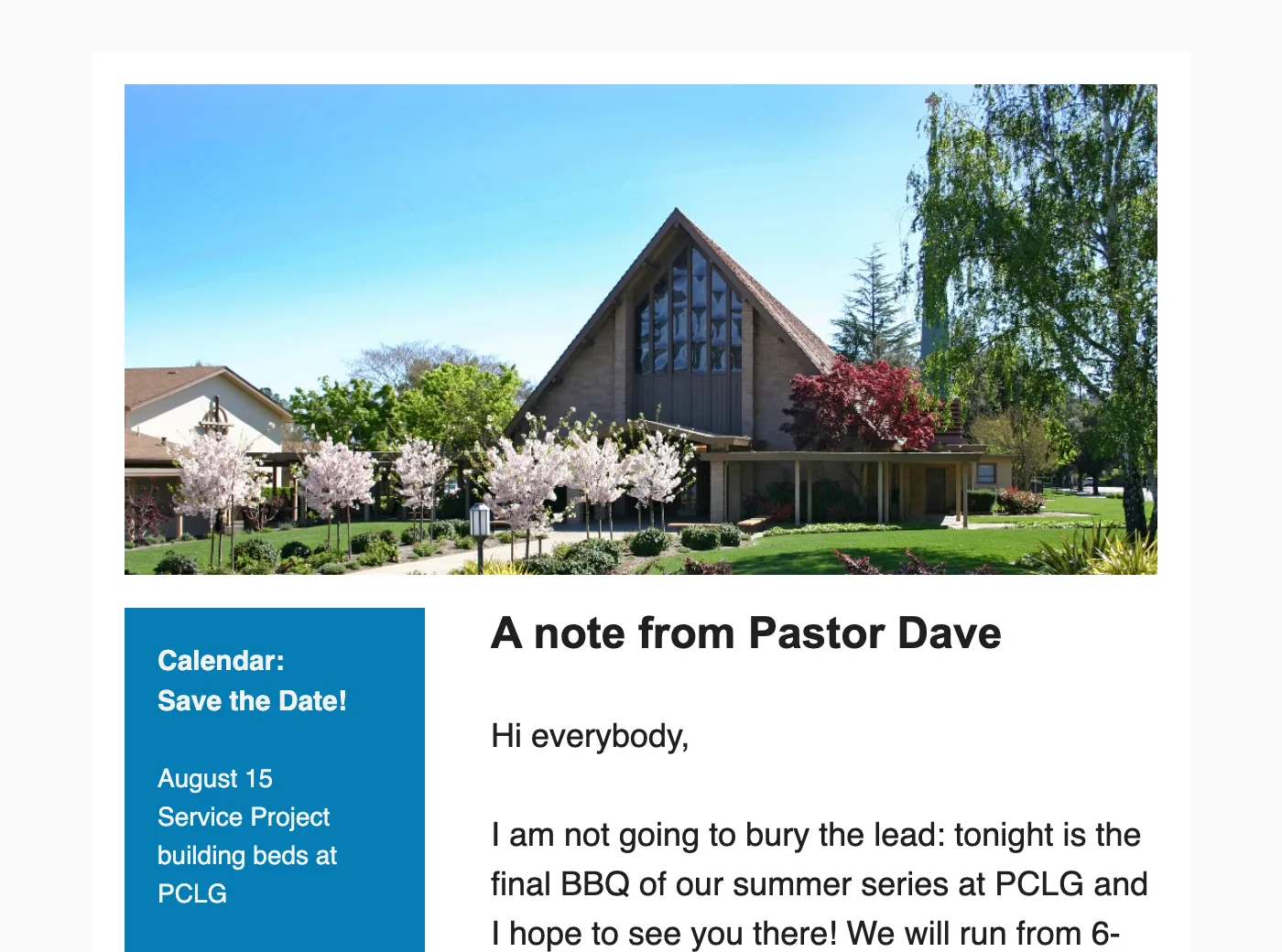 Preview of the current This Week at PCLG letter