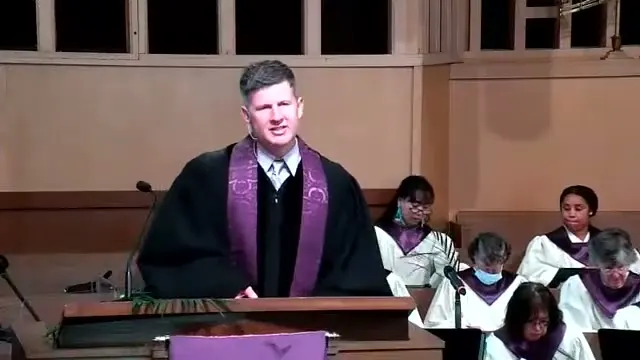 The preacher at the start of Worship service, April 10th, 2022