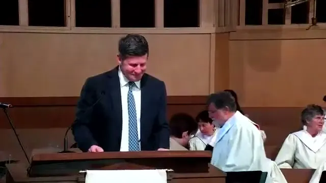 The preacher at the start of Worship service, May 1st, 2022