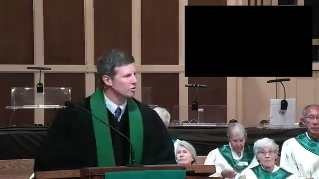 Rev. Dr. David Watermulder preaching Show and Tell.