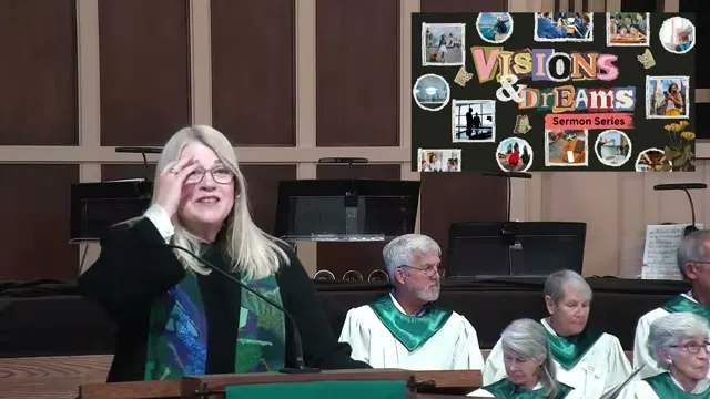 Rev. Erica Rader preaching The Writing on the Wall.